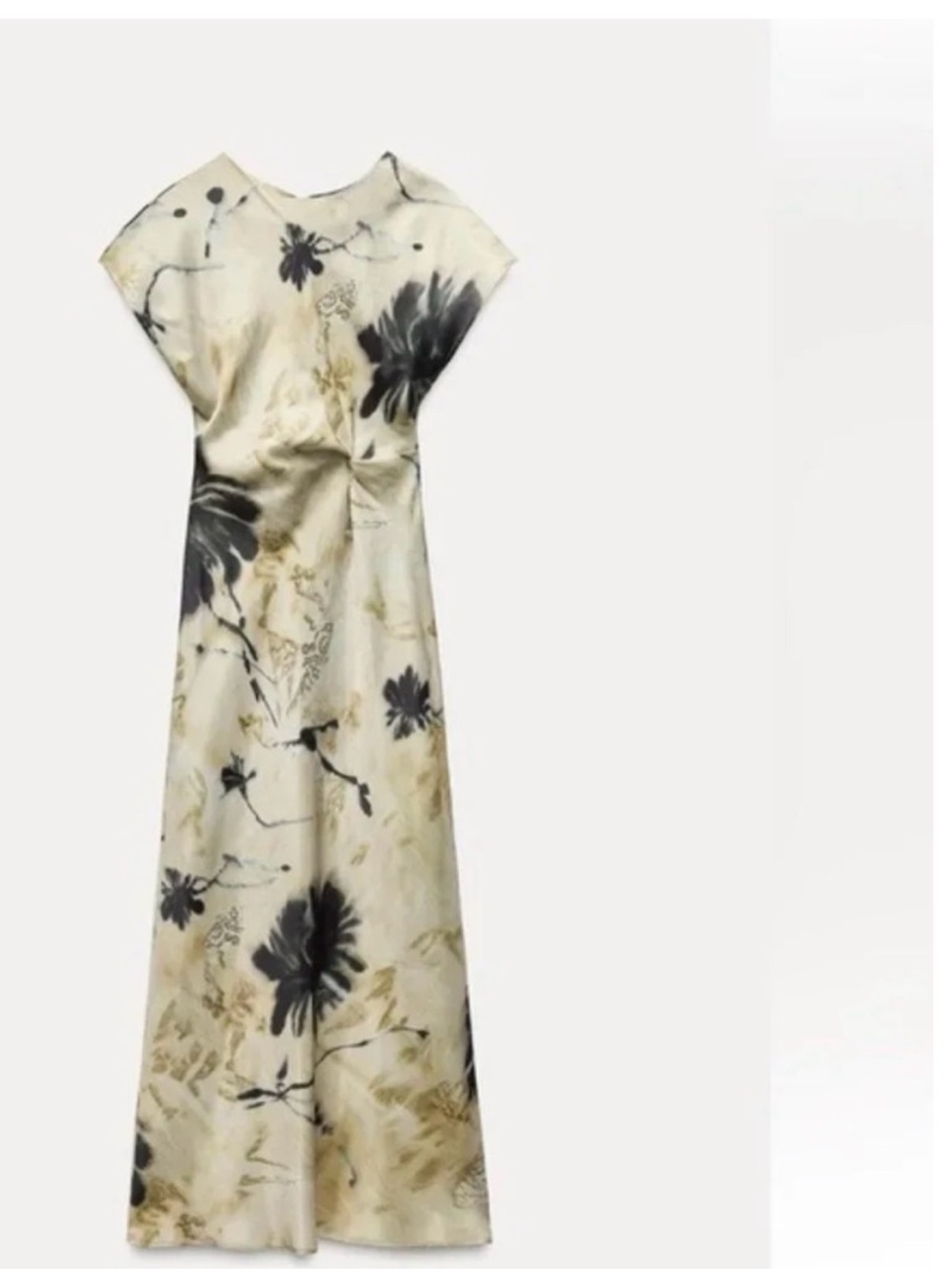 Zara Elegant Cream Floral Maxi Dress - Women's